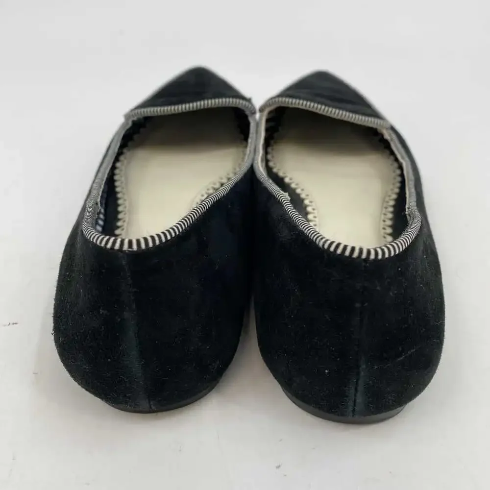 1901 Classic Black Suede Pointed Toe Flats | Size 10